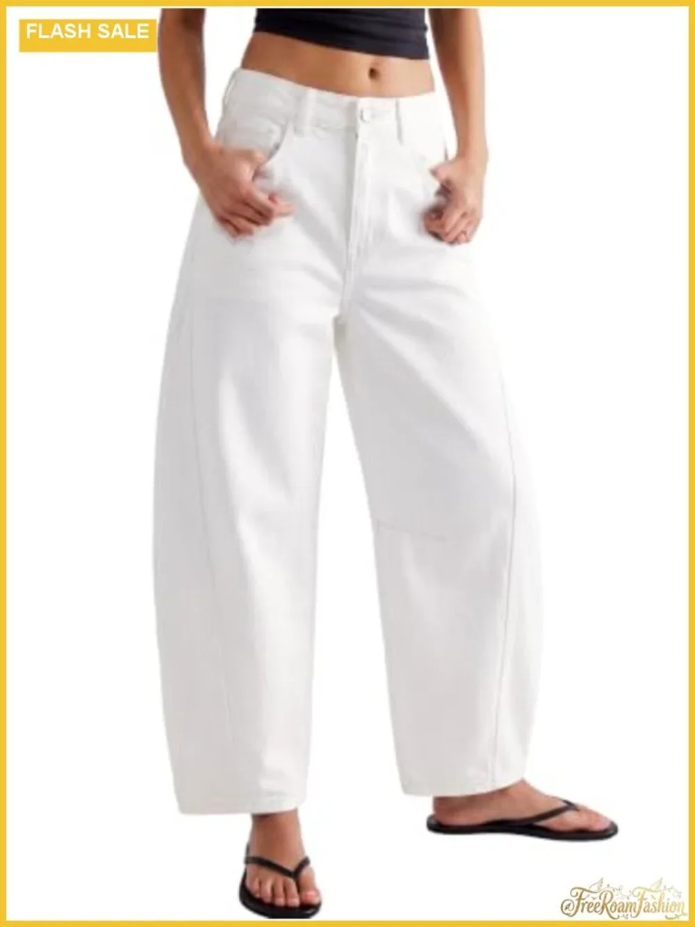 Women's Mid Rise Barrel Jeans Cropped Denim Y2K Style Relaxed Stretch